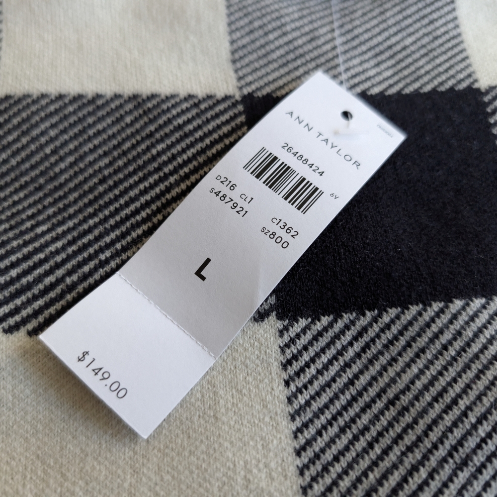Ann Taylor Women’s Large Sweater Wool Dress Buffalo‎ Plaid Long Sleeve NEW! - Picture 5 of 8